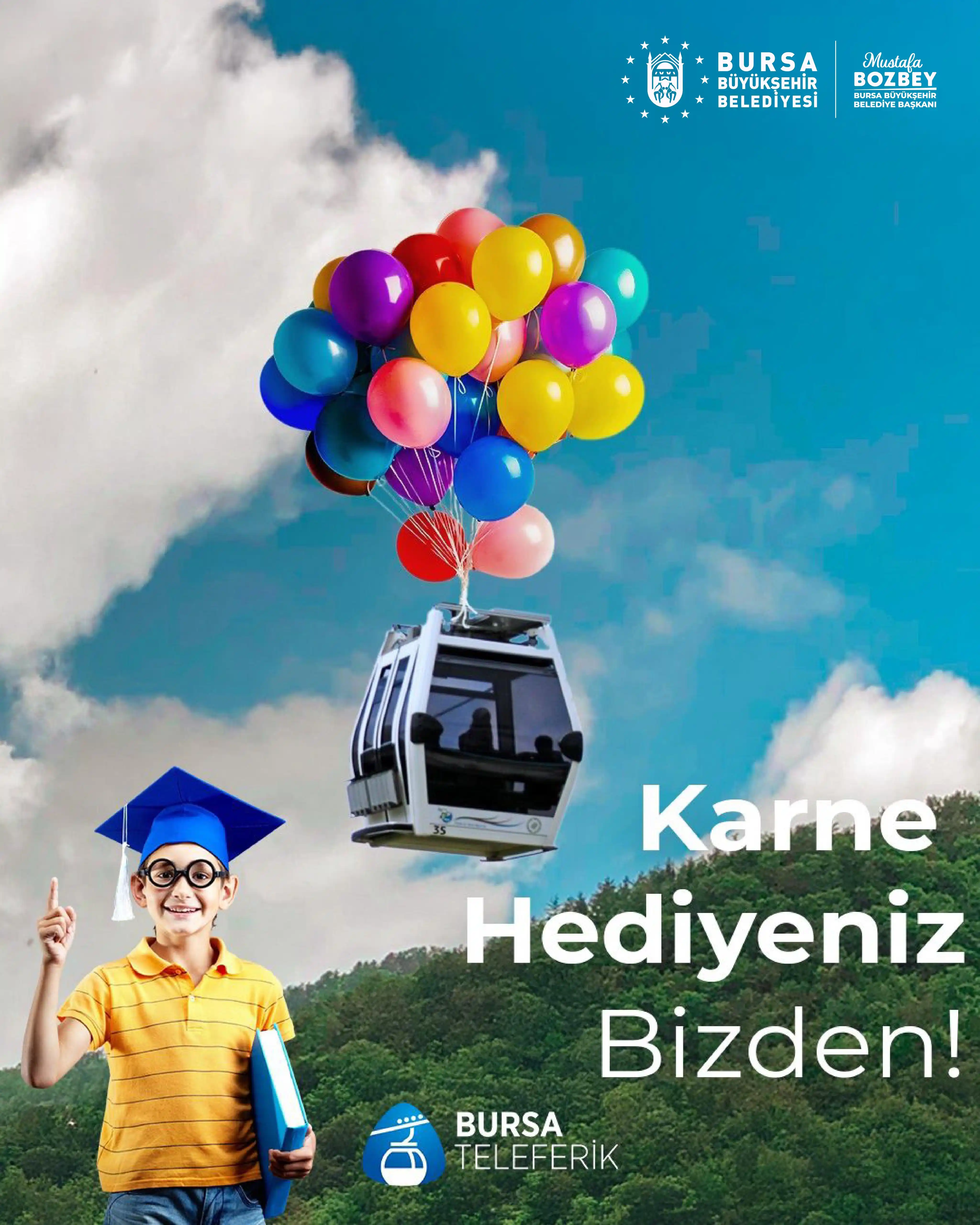 Image from Bursa Büyükşehir Belediyesi: 🚠 Karnesini getiren tüm ilkokul, ortaokul ve lise öğrencilerimize, bu...