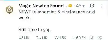 Image from Crypto, Airdrop & Stock Updates: MagicNewton tokenomics would be released next week 🔥 TGE likey this...