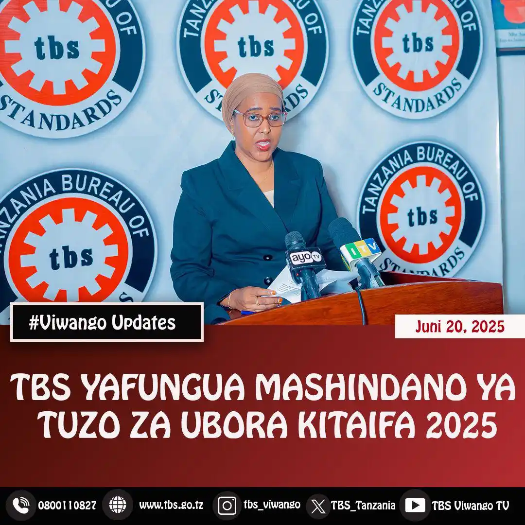 Image from TBS - Viwango: Mkurugenzi Mkuu (TBS) Dkt. Ashura Katunzi, akizungumza na waandishi wa...