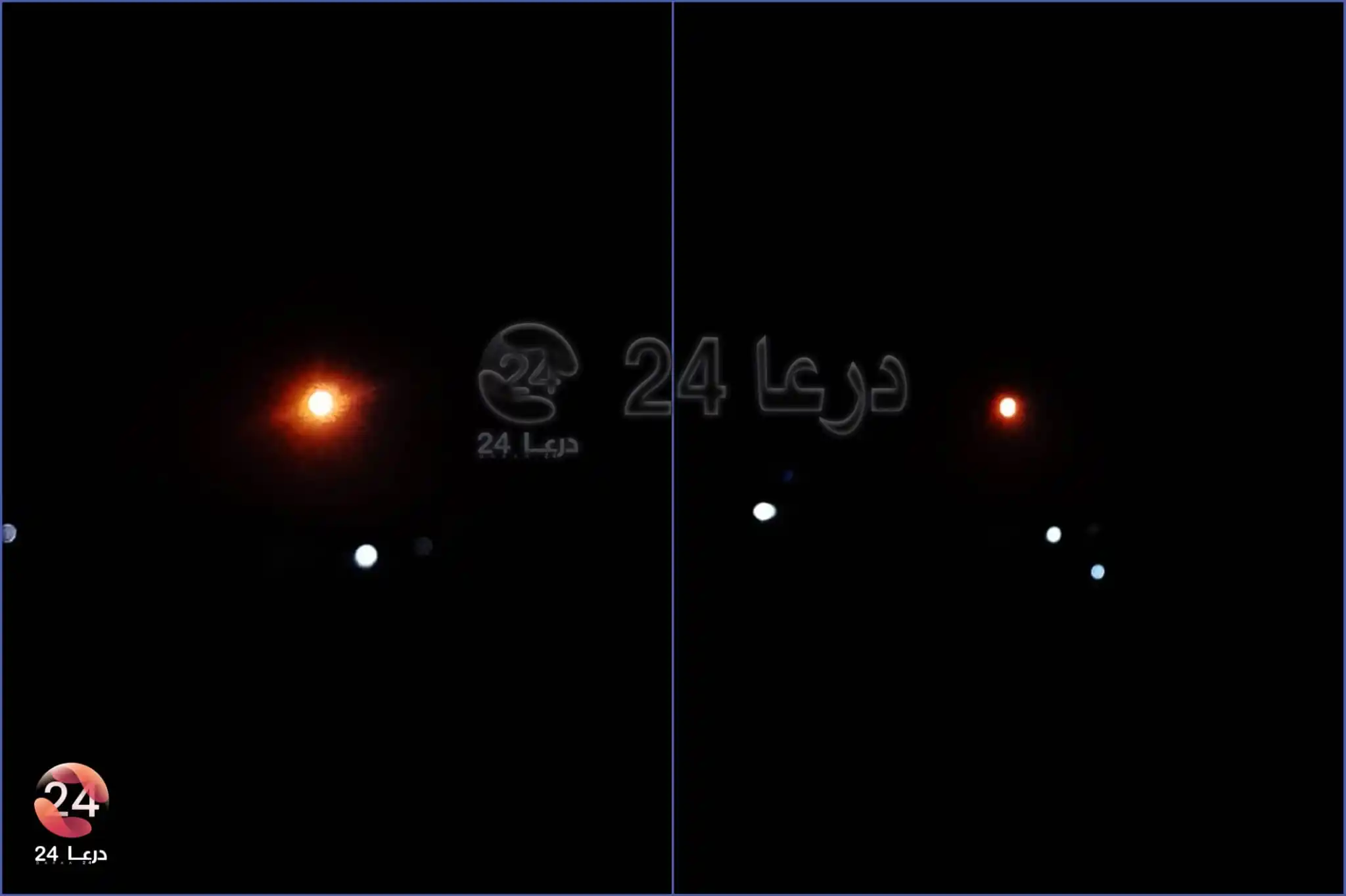 Image from درعا24 - Daraa24: مراسل درعا 24 | إطـ،،ـلاق قنـ،،ــابل مُضيئة من ثكنـ،ـة الجزيرة التي يت...