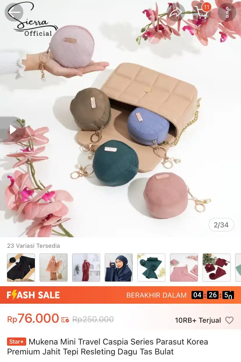 Image from Racun Promo Shopee 🧡: Mukena Mini Travel Caspia Series Parasut Korea Premium Jahit Tepi Resl...