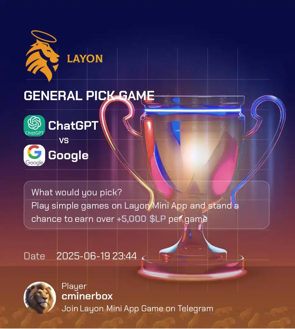 Image from Cminer Box: New Game is On to Earn LAYON,($LP) points  Go to https://t.me/LayonBot...