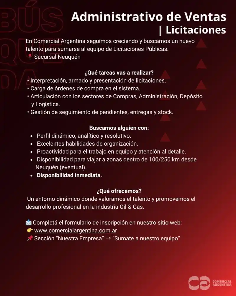 Image from Ofertas Laborales: 📣 ¡Nueva oportunidad laboral en Comercial Argentina! Buscamos sumar u...