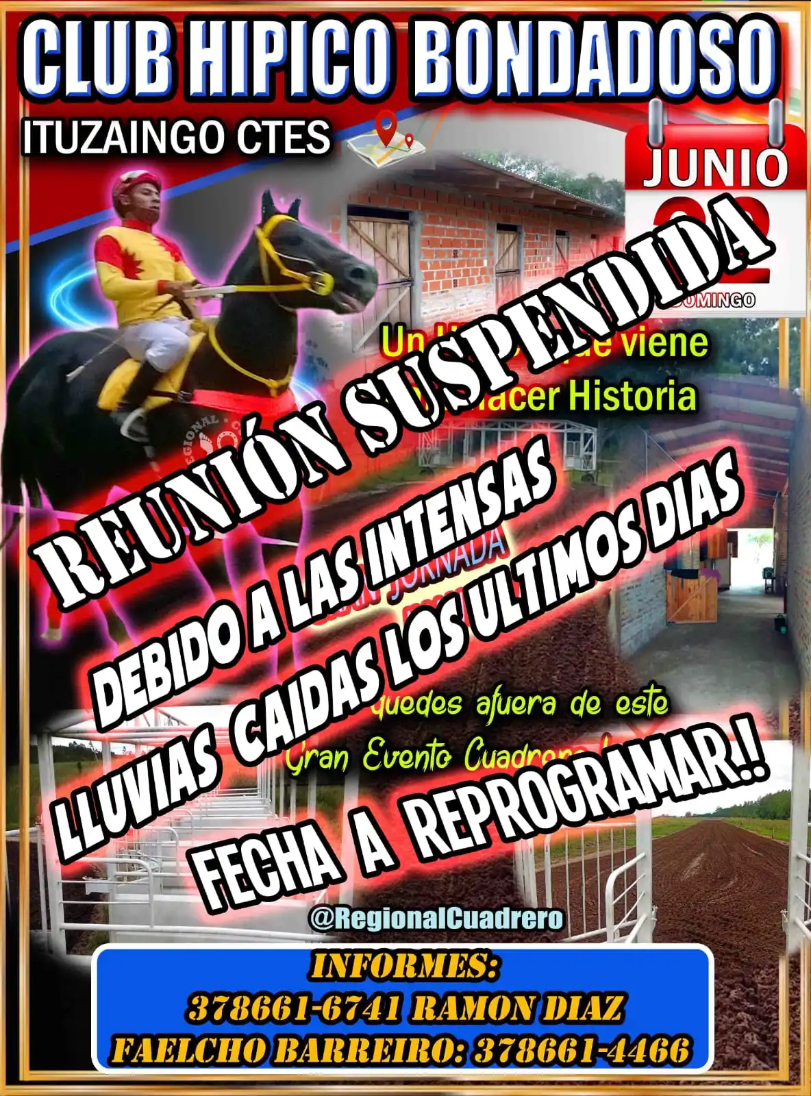 Image from 🐎⭐️⭐️⭐️Regionalcuadrero_Canal oficial..📸📹🐎🐎: Nuevamente el clima nos juega una mala pasada y se posterga nuevamente...