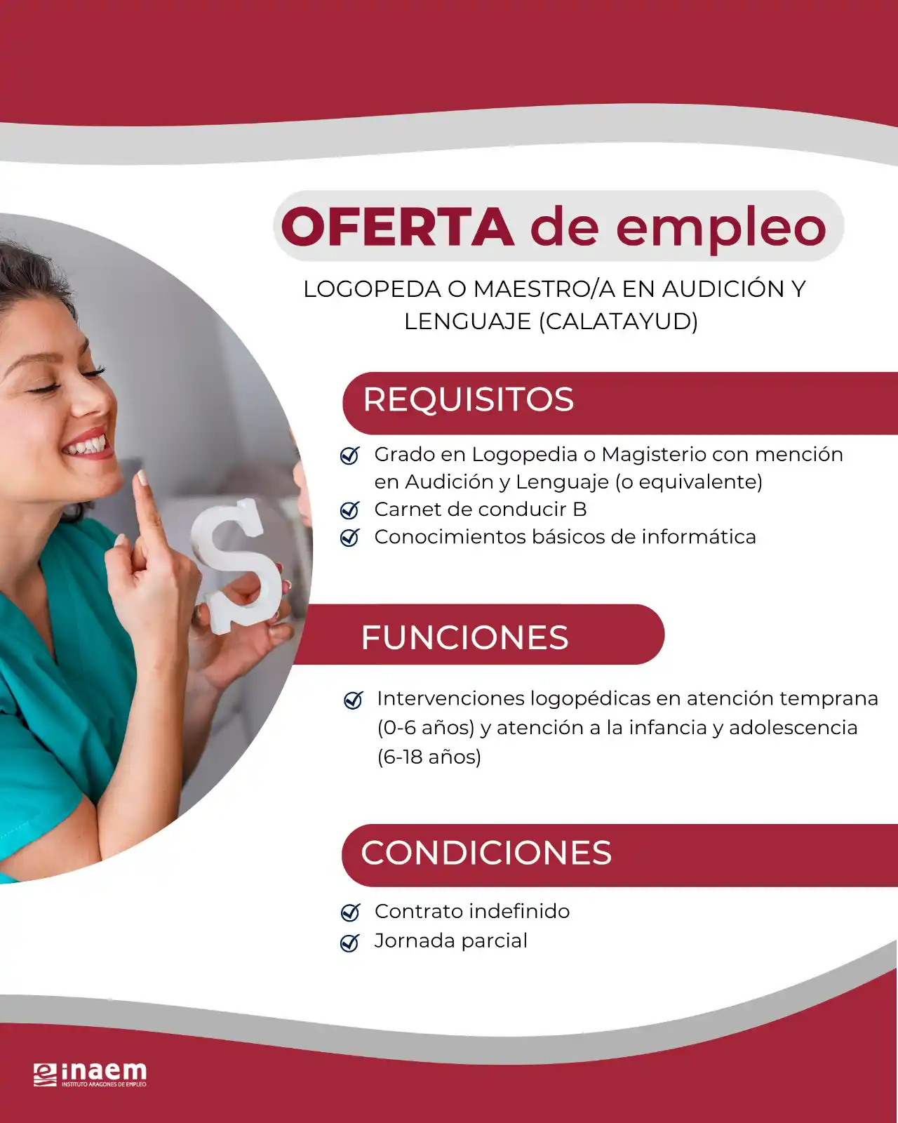 Image from INAEM INFORMA: *OFERTA DE EMPLEO* 📢 Oferta de empleo en *CALATAYUD* 🔉 Se necesita ...