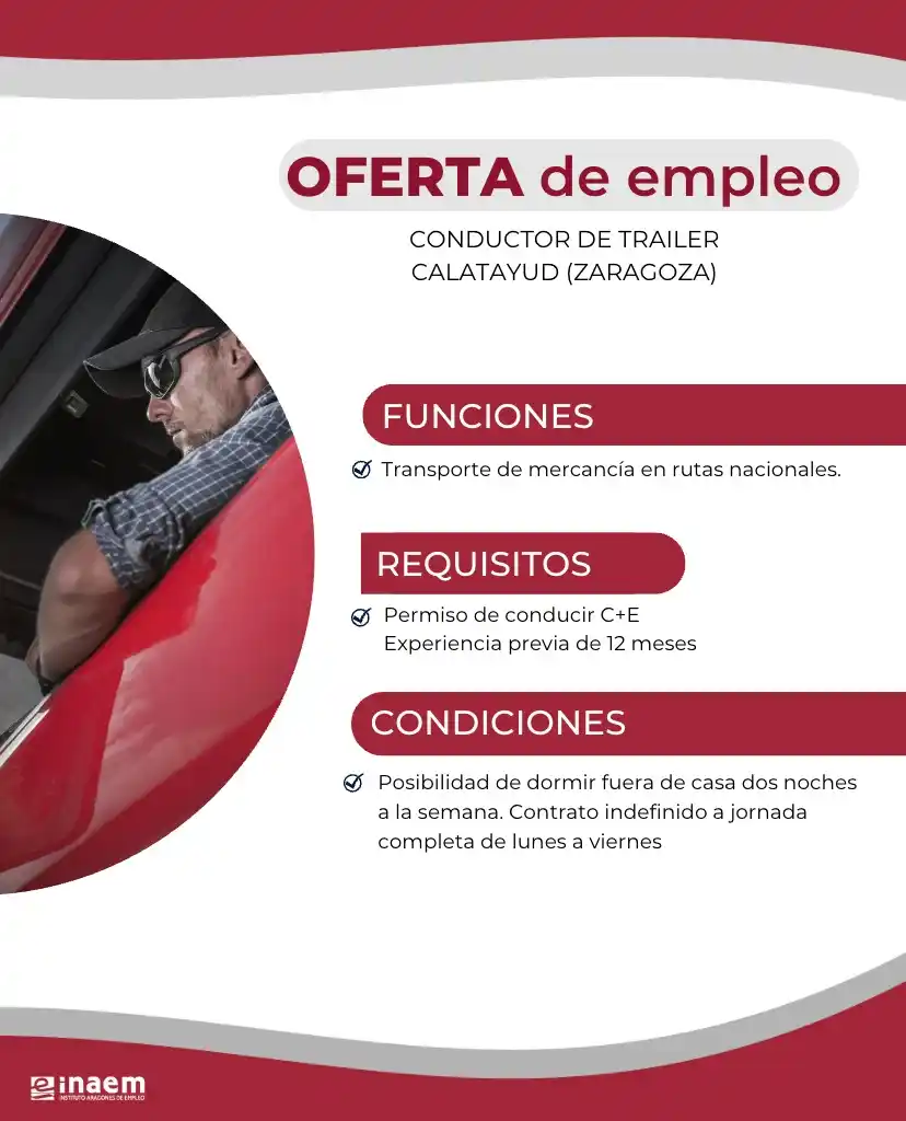 Image from INAEM INFORMA: *OFERTA DE EMPLEO*  📢 Oferta de empleo en CALATAYUD (Zaragoza) 🔉 Se ...