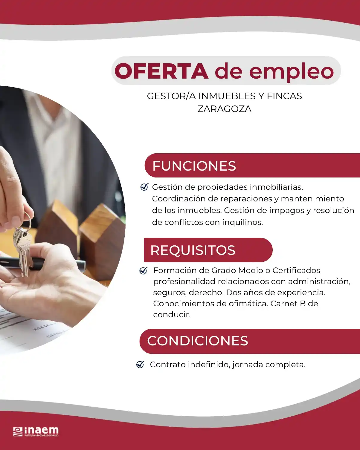 Image from INAEM INFORMA: *OFERTA DE EMPLEO*  📢 Oferta de empleo en ZARAGOZA 🔉 Se necesita GES...