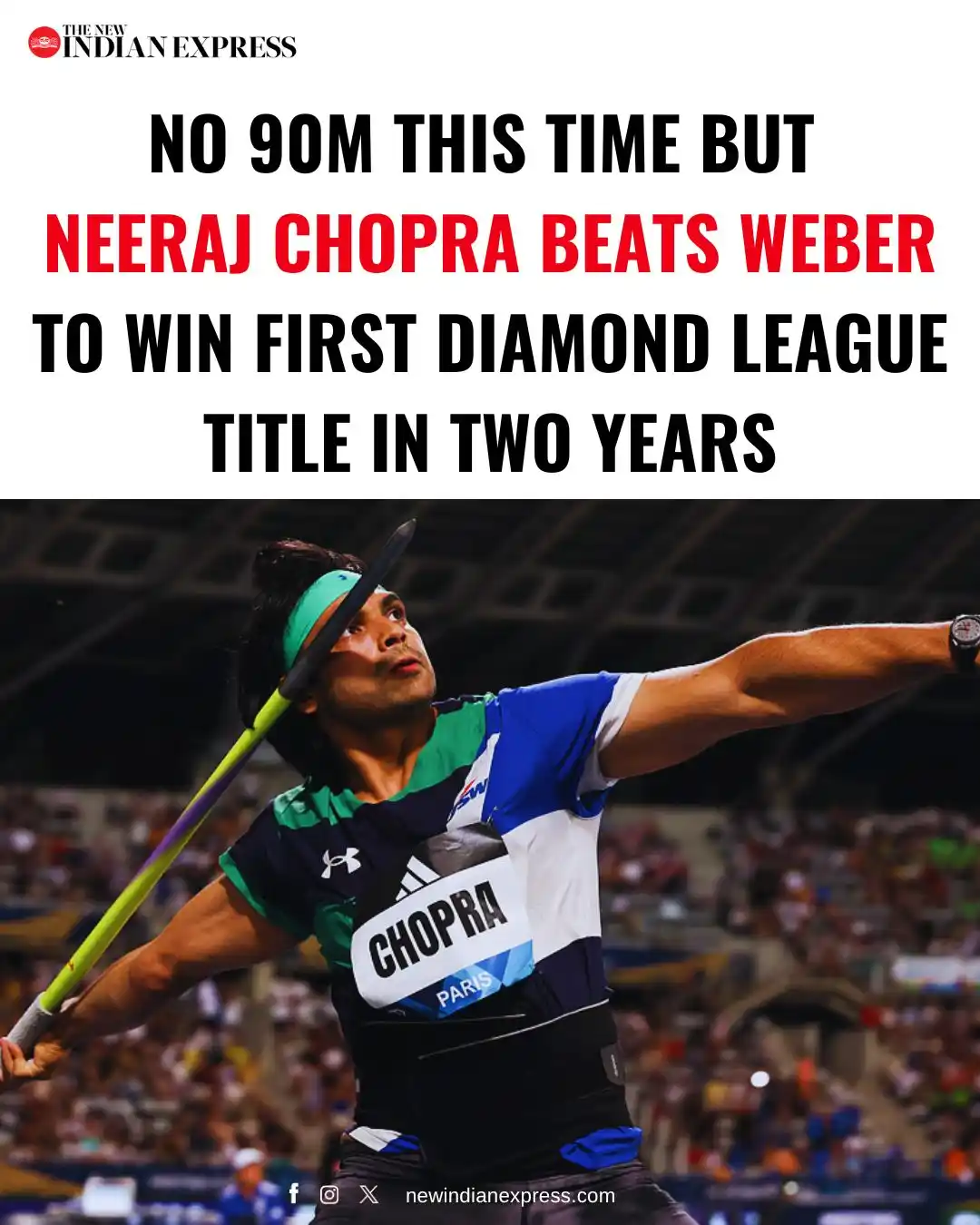Image from The New Indian Express: Olympic medal-winning Indian javelin throw superstar Neeraj Chopra cli...