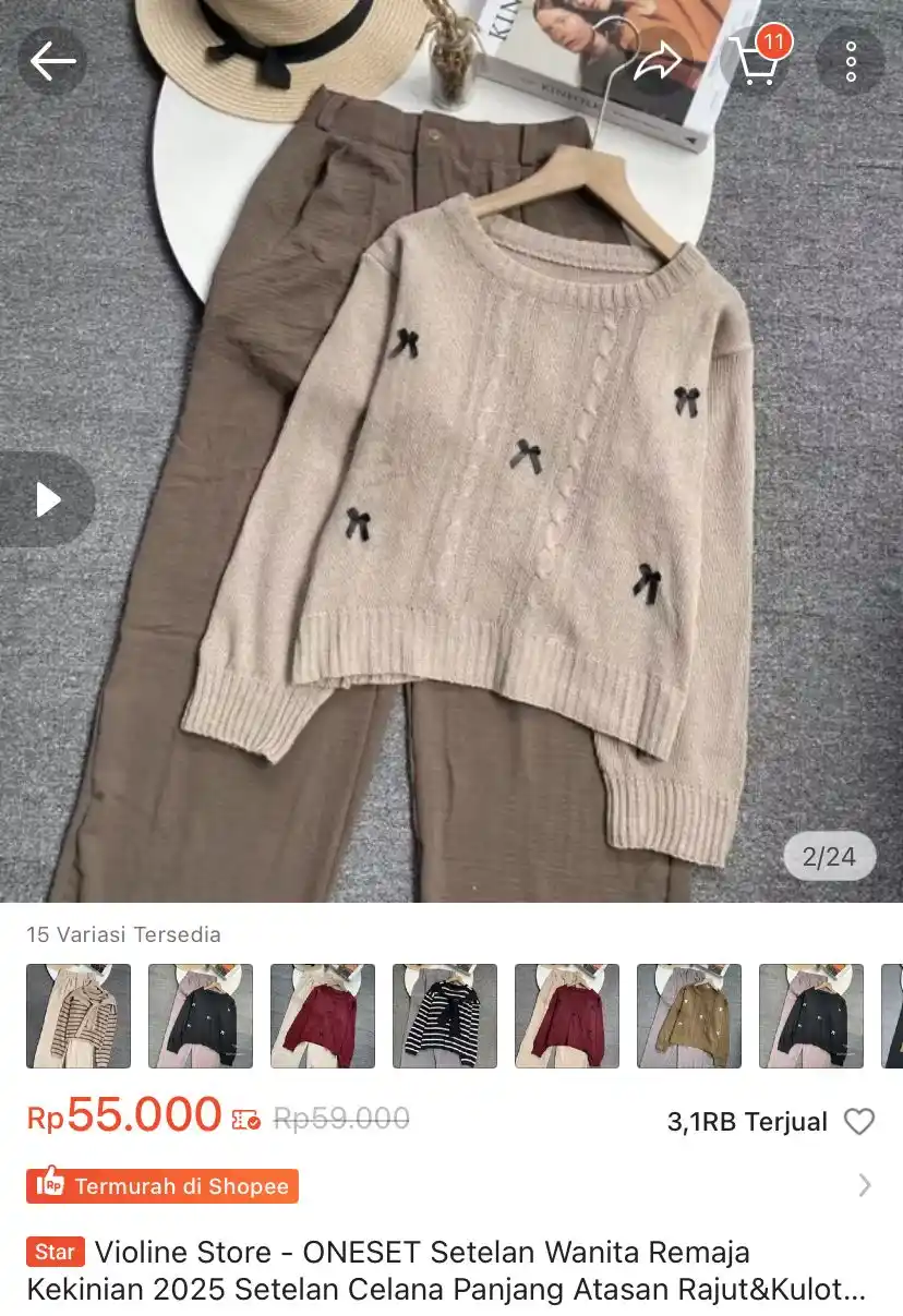 Image from Racun Promo Shopee 🧡: ONESET Setelan Wanita Remaja Kekinian 2025 Setelan Celana Panjang Atas...