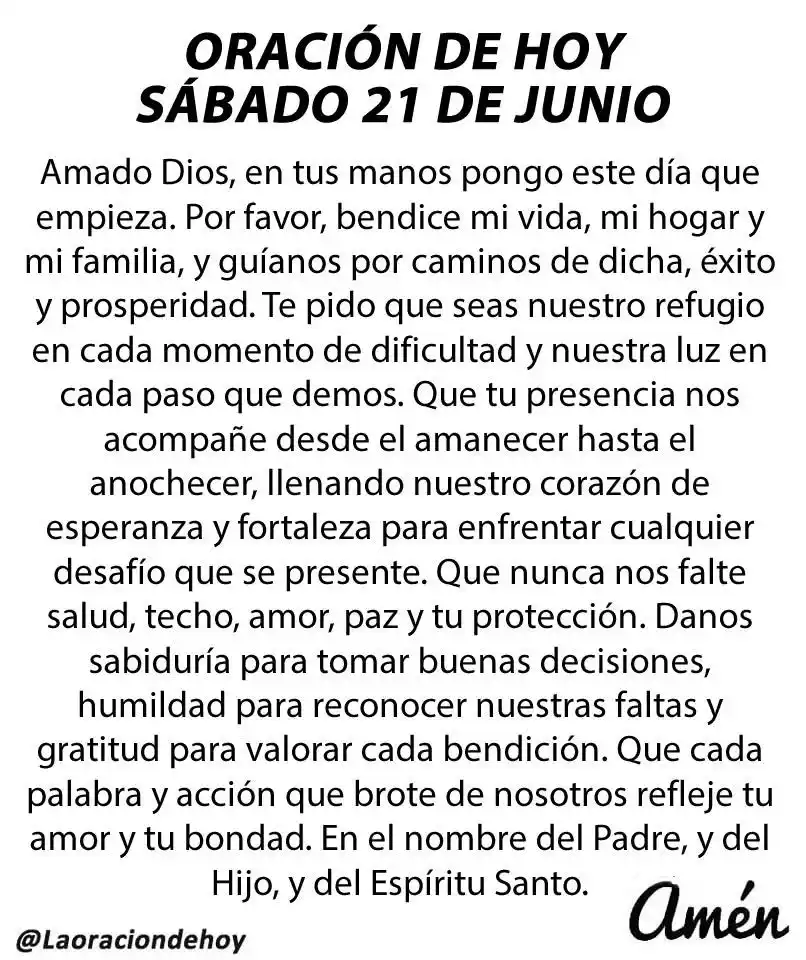 Image from El Cachorro TV: Oración diaria para hoy sábado 21 de junio de 2025. ❤️ Buenos días cac...
