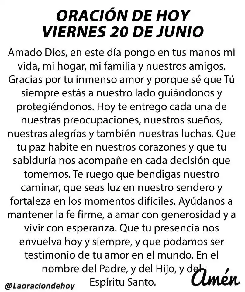 Image from El Cachorro TV: Oración diaria para hoy viernes 20 de junio de 2025. ❤️ Buenos días ca...