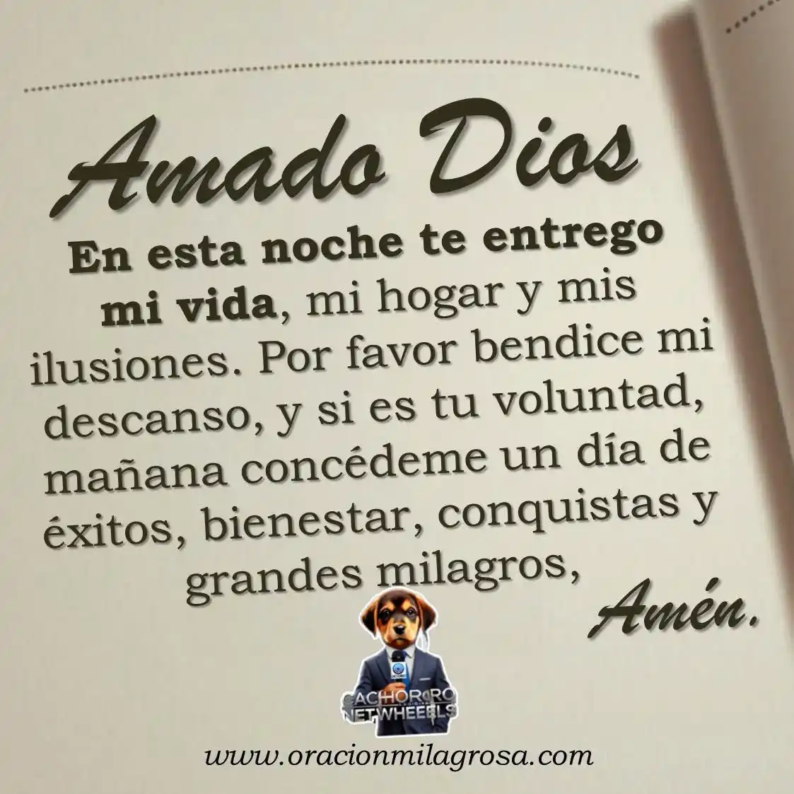 Image from El Cachorro TV: 🙏 ORACIÓN PARA LA NOCHE DEL VIERNES 20 DE JUNIO. Amado Dios, en esta...