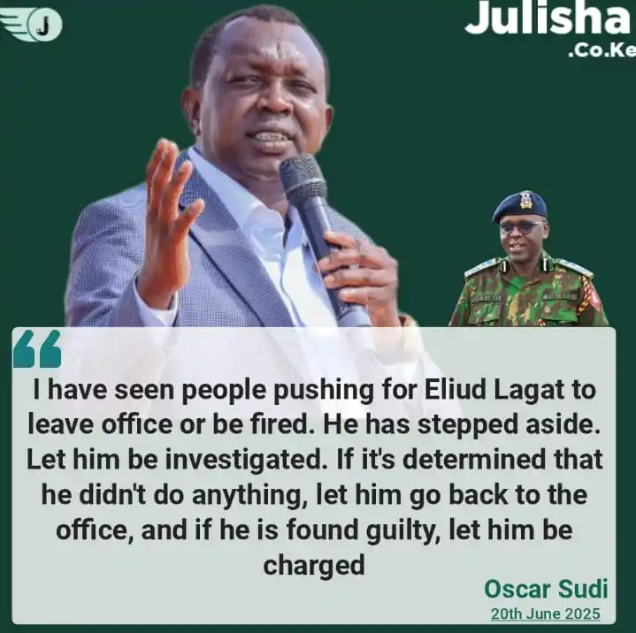 Image from Julisha Digital: Oscar Sudi ; I have seen people pushing for Eliud to leave office or b...