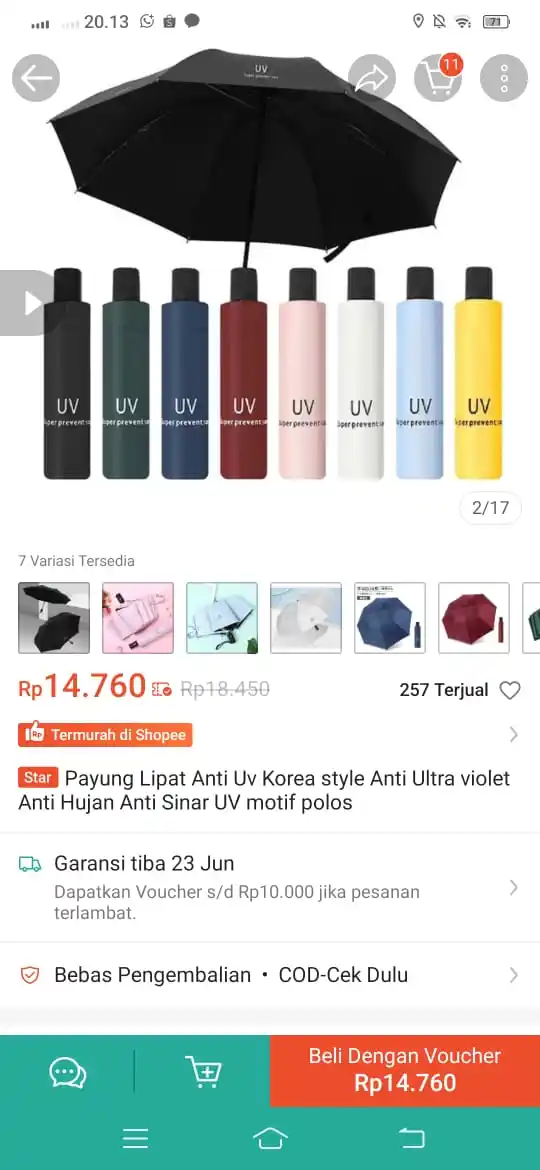 Image from Racun Promo Shopee 🧡: Payung lipat anti uv https://s.shopee.co.id/8ztcbbX852?share_channel_c...