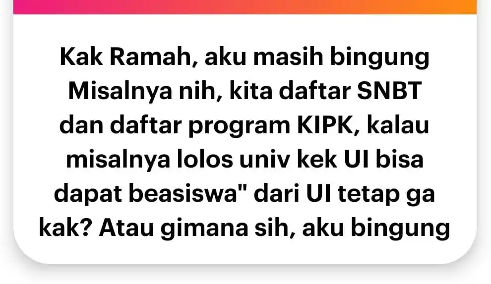 Image from berceuramah: perlu diketahui, kalo pas SNBT daftar KIPK, ketika lolos SNBT, belum t...