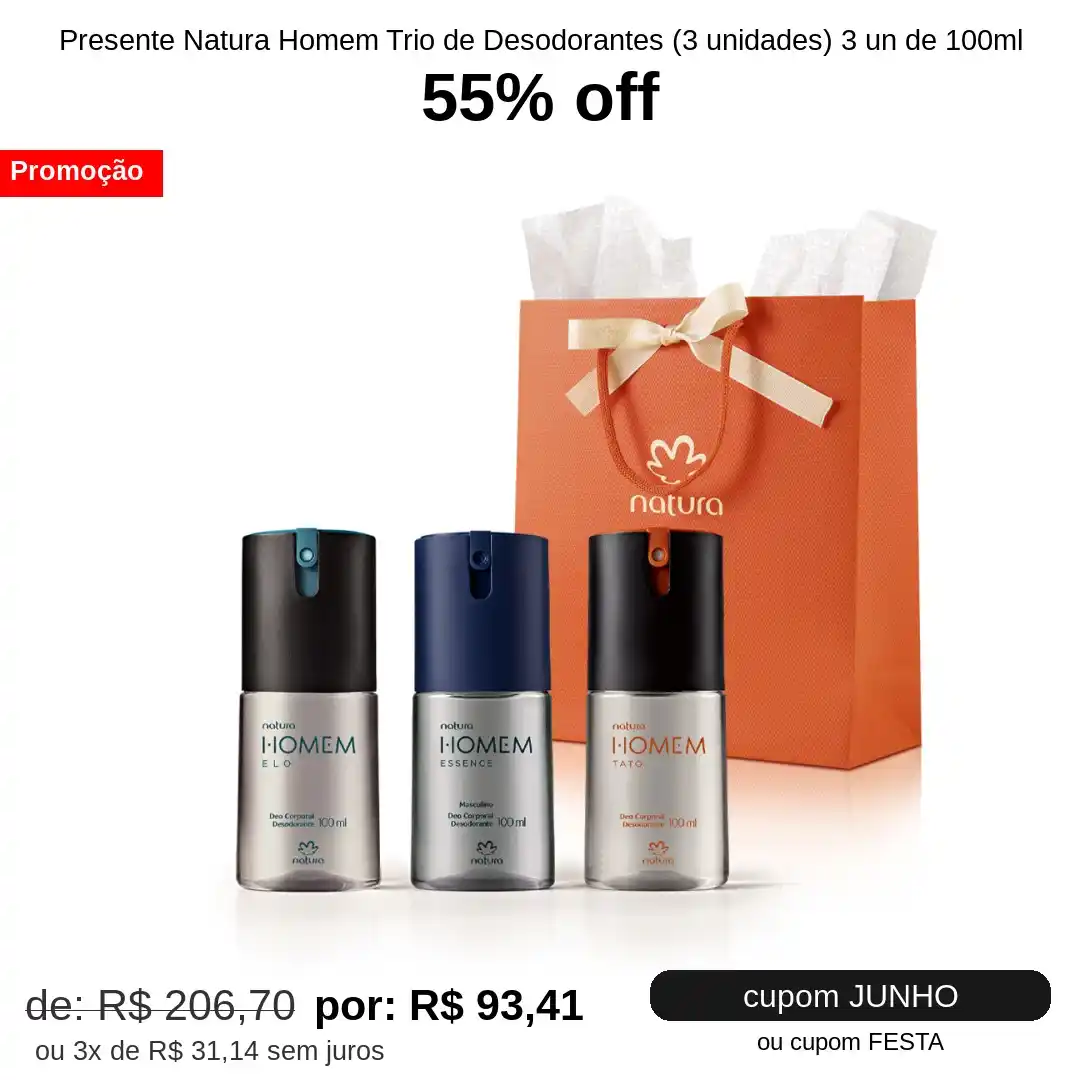 Image from 🛍 Adoramos Descontos 🛒Helium Marcos VIP: 🛍 *Presente Natura Homem Trio de Desodorantes (3 unidades) 3 un de 10...