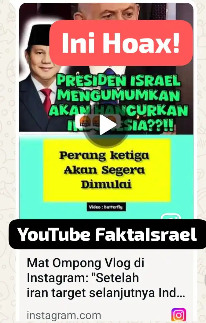 Image from FaktaIsrael: Presiden Israel umumkan akan hancurkan Indonesia ini HOAX. Presiden Is...