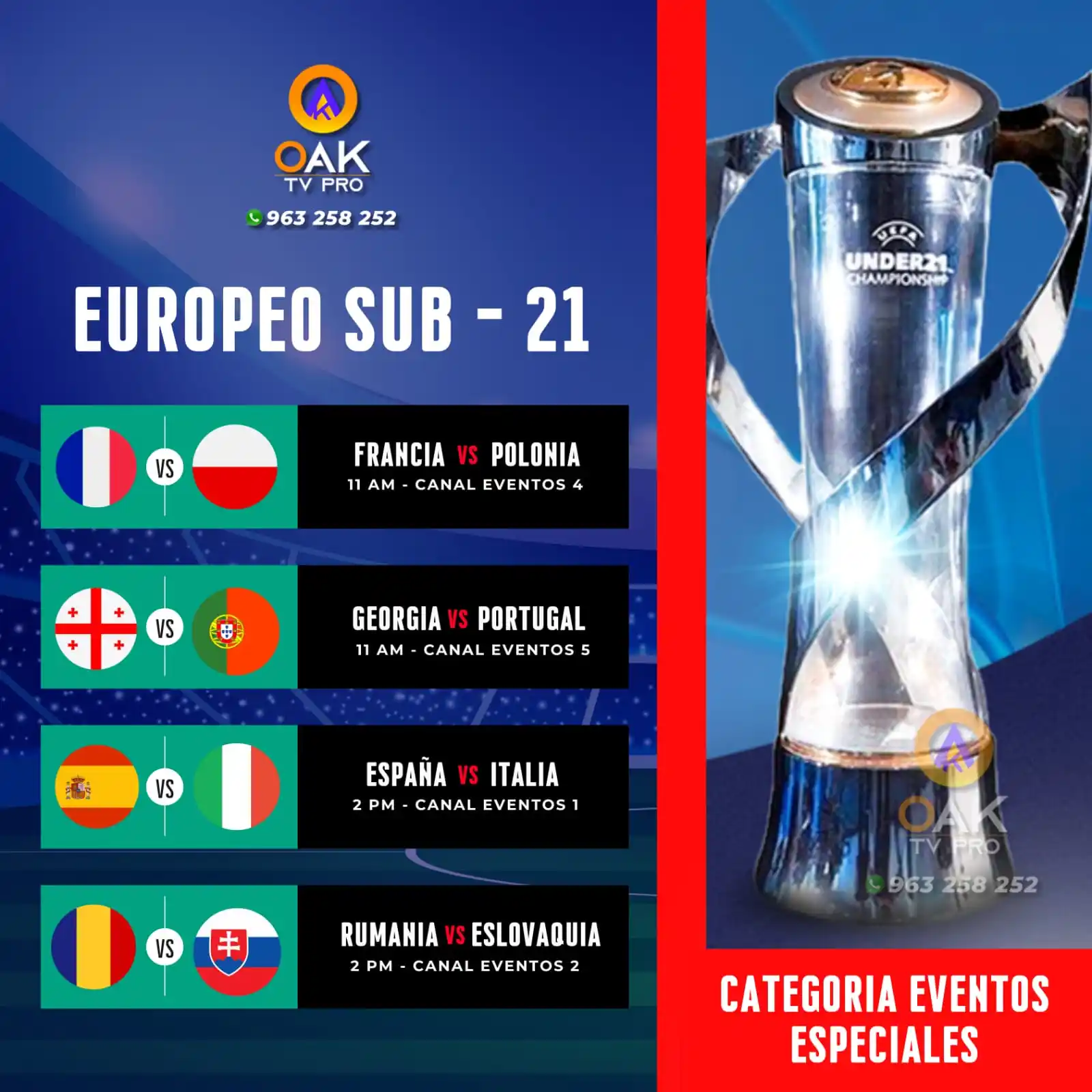 Image from FLYER EVENTOS OAK TV PRO: Programación Eurocopa Sub 21...