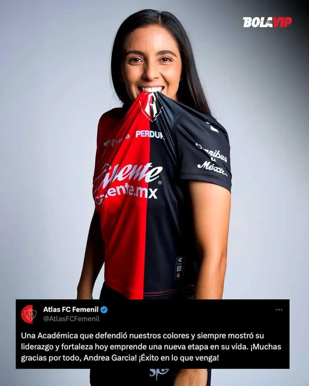 Image from Bolavip | Atlas: *SE VA UNA DE LAS REFERENTES DEL ATLAS* ❤🖤 Andrea García jugó más d...