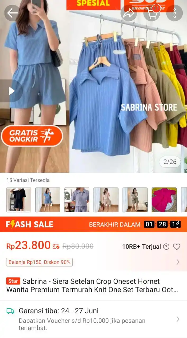 Image from Racun Promo Shopee 🧡: Setelan crop oneset https://s.shopee.co.id/AUiQ9AFshv?share_channel_co...