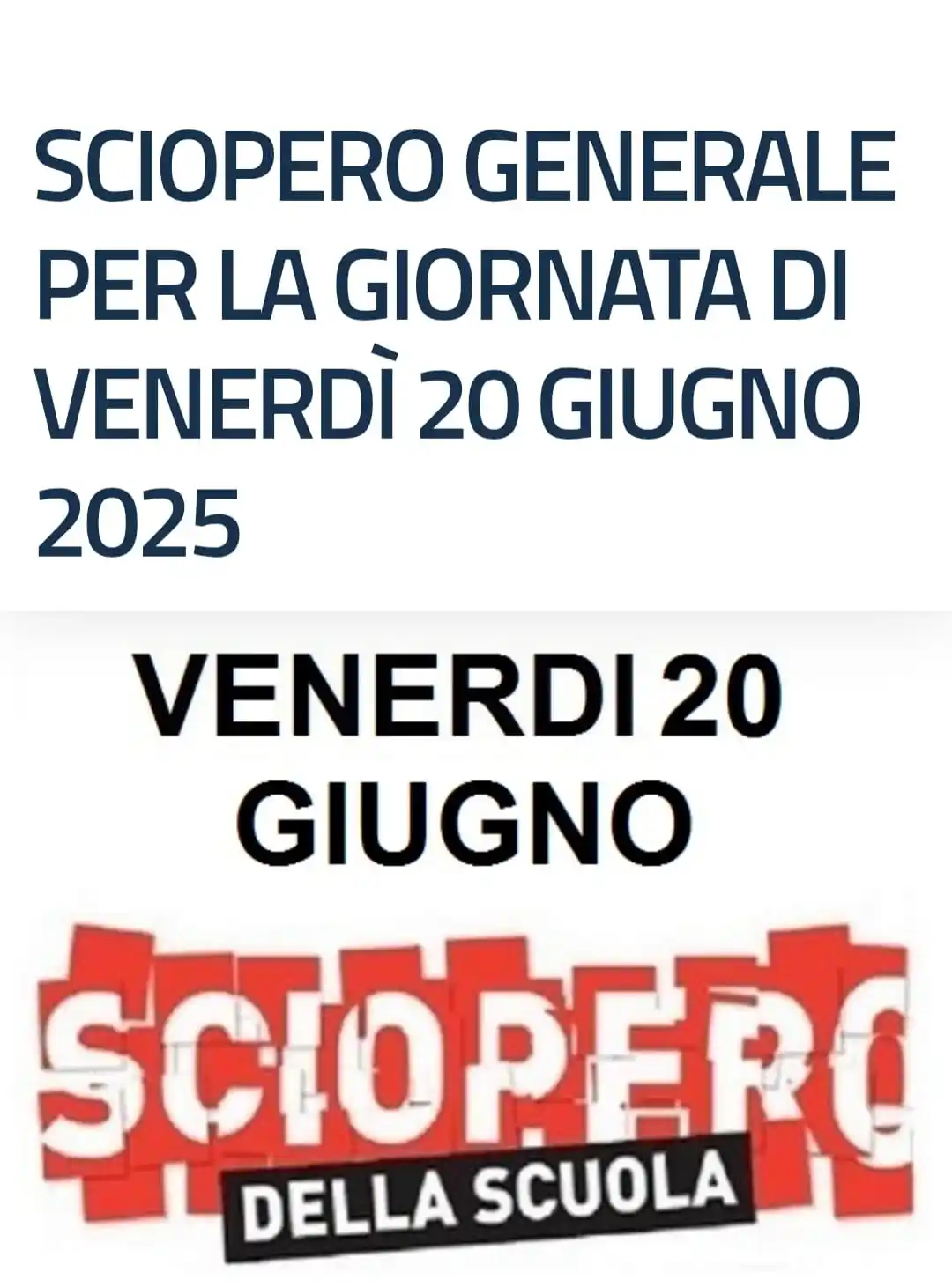 Image from IIS FERMI-EREDIA CATANIA: Si comunica che, per l’intera giornata del 20 giugno 2025, le Confeder...