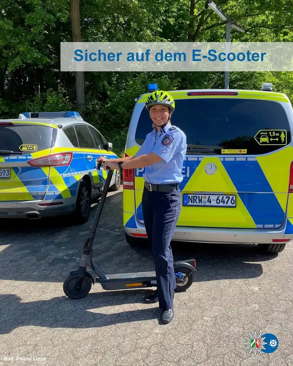 Image from Polizei NRW Lippe: *Sicher auf dem E-Scooter: Was zu beachten ist!*  Klein, praktisch und...