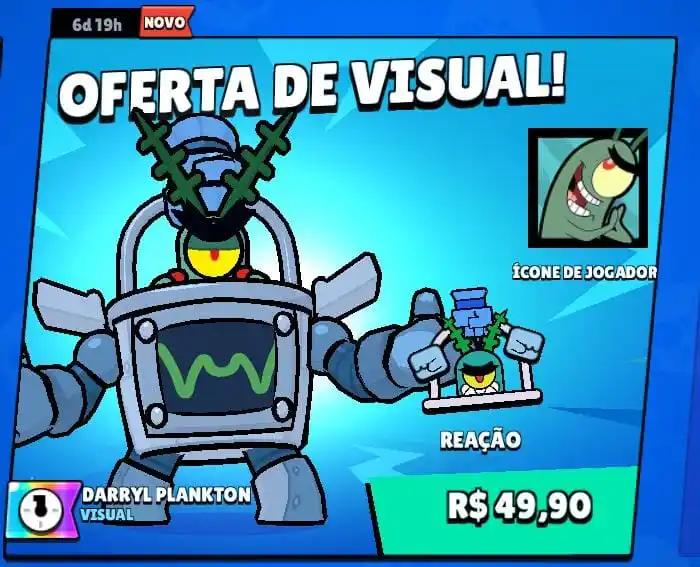 Image from News Brawl 🚀: *Skin Darryl plankton na loja por apenas R$ 49,90 😲* •A skin contém:...