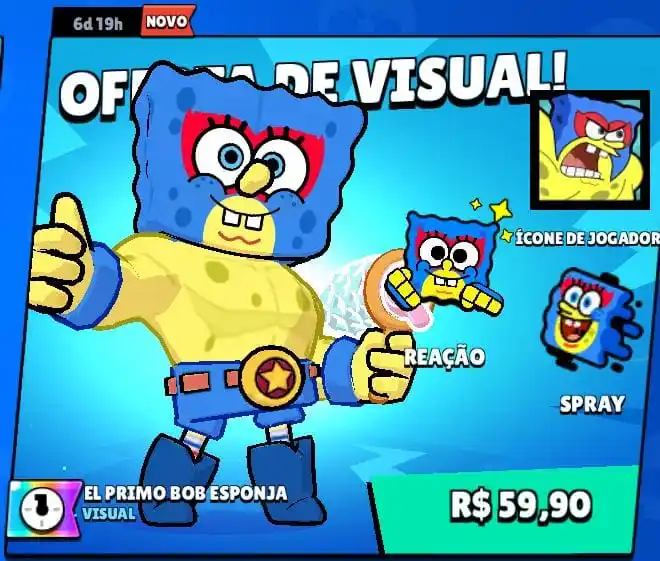 Image from News Brawl 🚀: *Skin El primo Bob esponja na loja por R$ 59,90 🤩* •A skin contém: R...