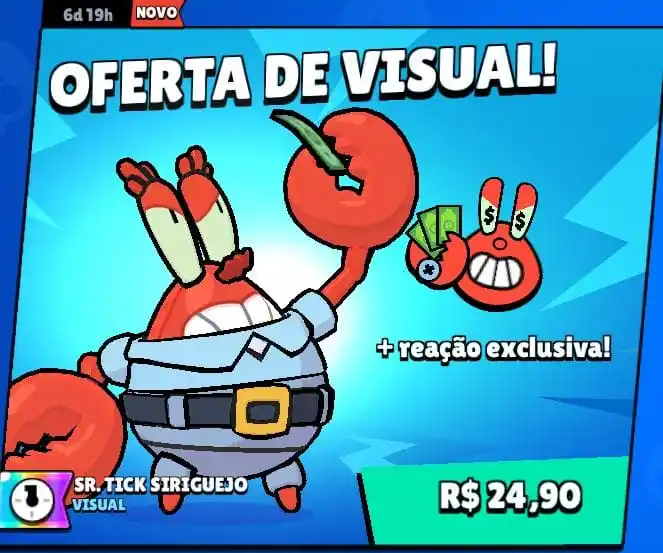 Image from News Brawl 🚀: *Skin Sr. Tick Sirigueijo na loja por R$ 24,90 🤩* •A skin contém som...