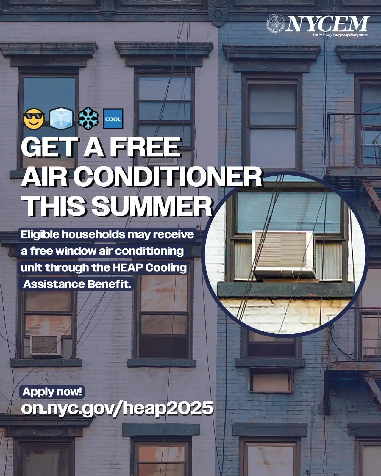 Image from NYC Emergency Management: Summer is officially here and so is the heat! ☀️🔥   A heat wave is he...