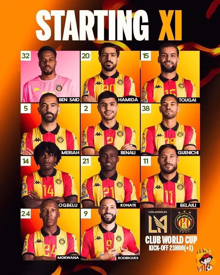 Image from All PSL Soccer Fans TV, we Stream all Football games, for Free.: *🇹🇳 Espérance XI:*  *Ben Said, Tougai, Meriah, Ben Ali, Ben Hmida, O...