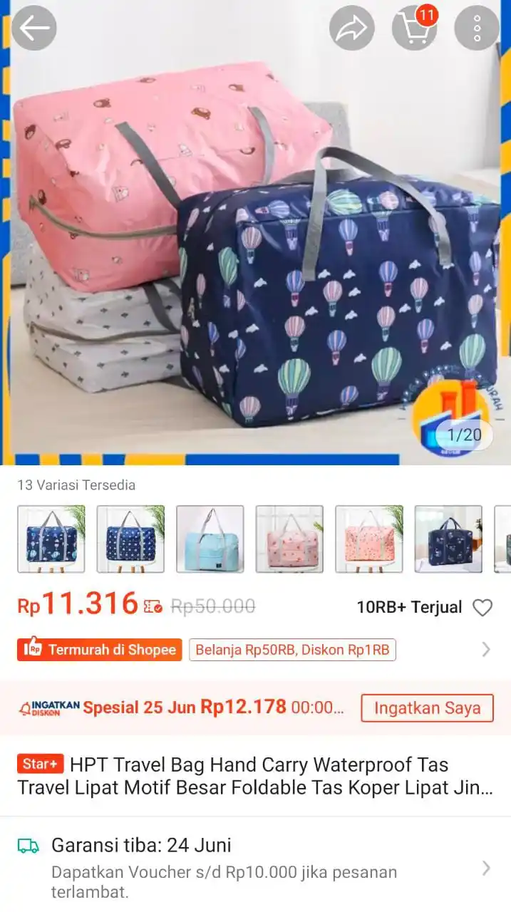 Image from Racun Promo Shopee 🧡: Travel bag hand caryy waterproof https://s.shopee.co.id/Lbdy61TIR?shar...