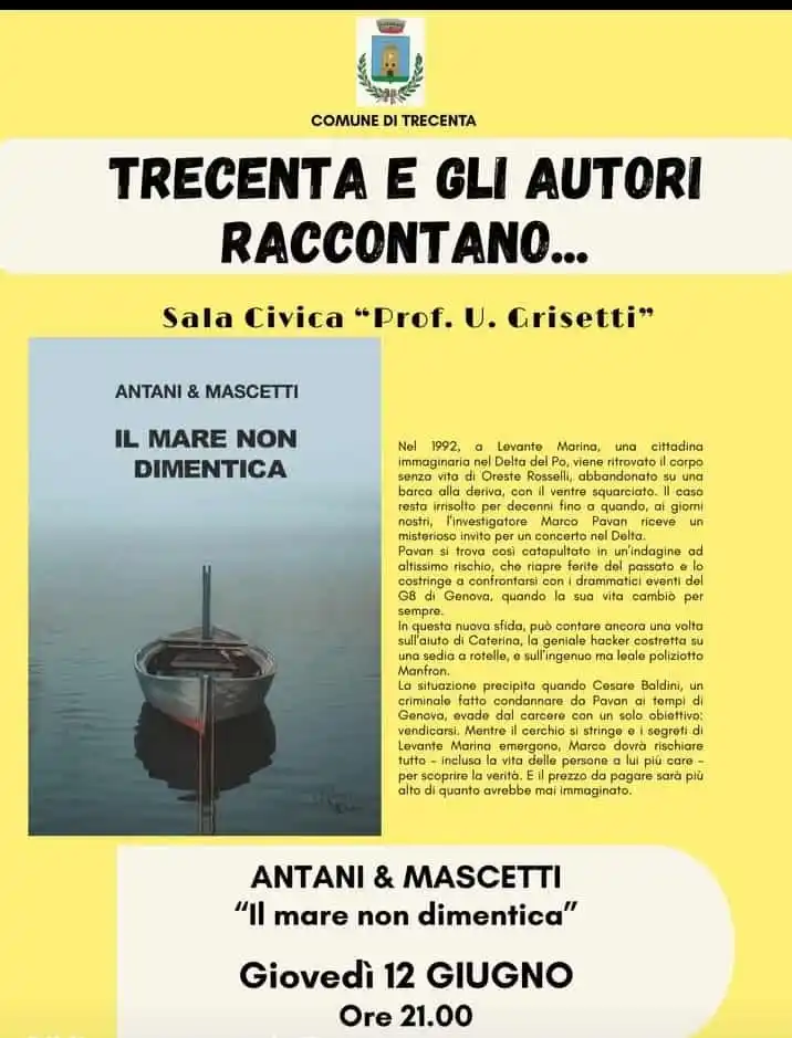 Image from COMUNE DI TRECENTA: Ultimo appuntamento della rassegna "Trecenta e gli autori raccontano"c...