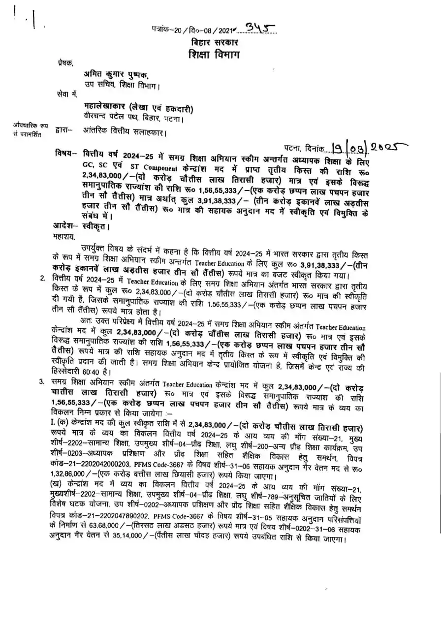 Image from ๑۩۞۩TeacherNama۩۞۩๑: वित्तीय वर्ष 2024-25 में समग्र शिक्षा अभियान स्कीम अन्तर्गत अध्यापक शि...