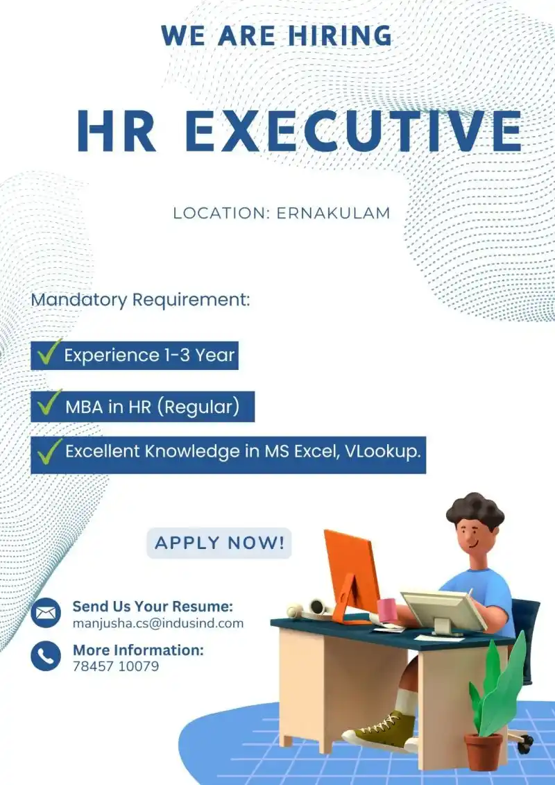 Image from Job Openings: We are hiring for the position of HR Executive.  Interested candidates...