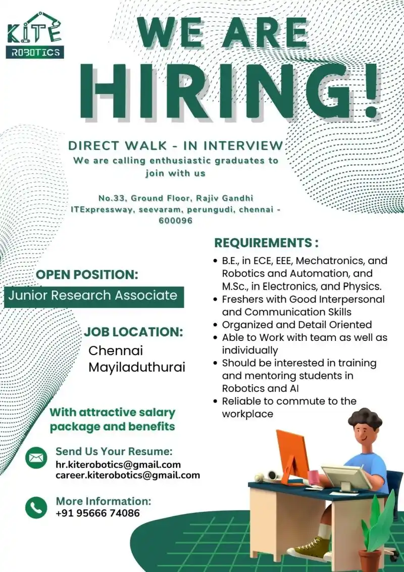Image from Job Openings: We Are Hiring | Junior Research Associate (Robotics Trainer)  📍 Locat...