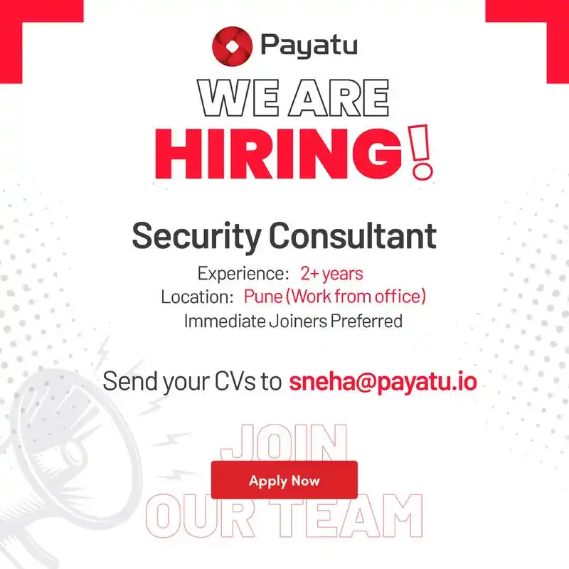 Image from Job Openings: We are on the lookout for Security Consultants with 2+ Years of experi...