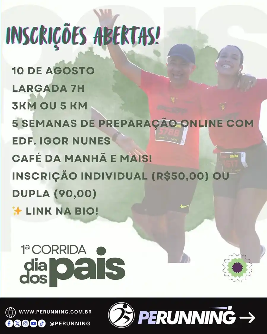Image from PE RUNNING | Corrida e Caminhada: *1ª CORRIDA DOS PAIS DO RESILIENCE*  📆 10/08/2025 ⏰ 7h00 📍 Recife, P...