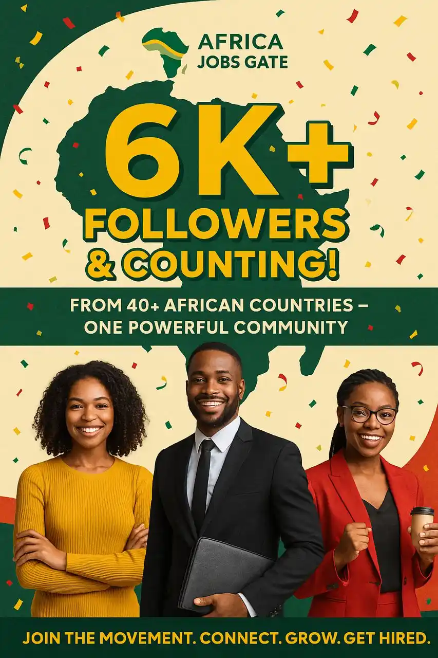 Image from Africa Jobs Gate: 🎉Africa Jobs Gate crossed 6k + followers on <a class="text-blue-500 h...