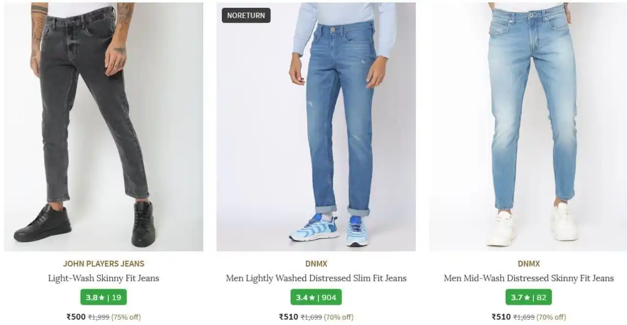 Image from 📢 AsliSKP x Hidden Discount Deals & Offers 🤑 🛍️: 🌟 AJIO LOOT : Upto 85% Off On Men’s Jeans + Extra 10% AJIO Super Cash...