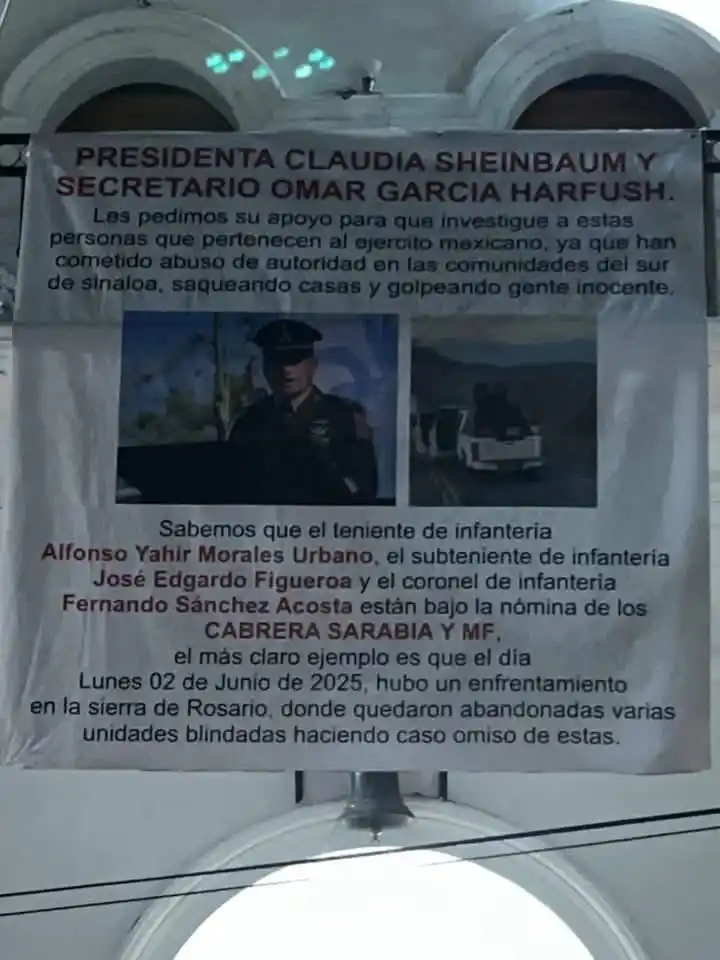 Image from JESÚS COLIO NOTICIAS (Sin Censura): APARECEN LONAS DIRIGIDAS A SHEINBAUM Y HARFUSH EN ROSARIO, CONCORDIA Y...
