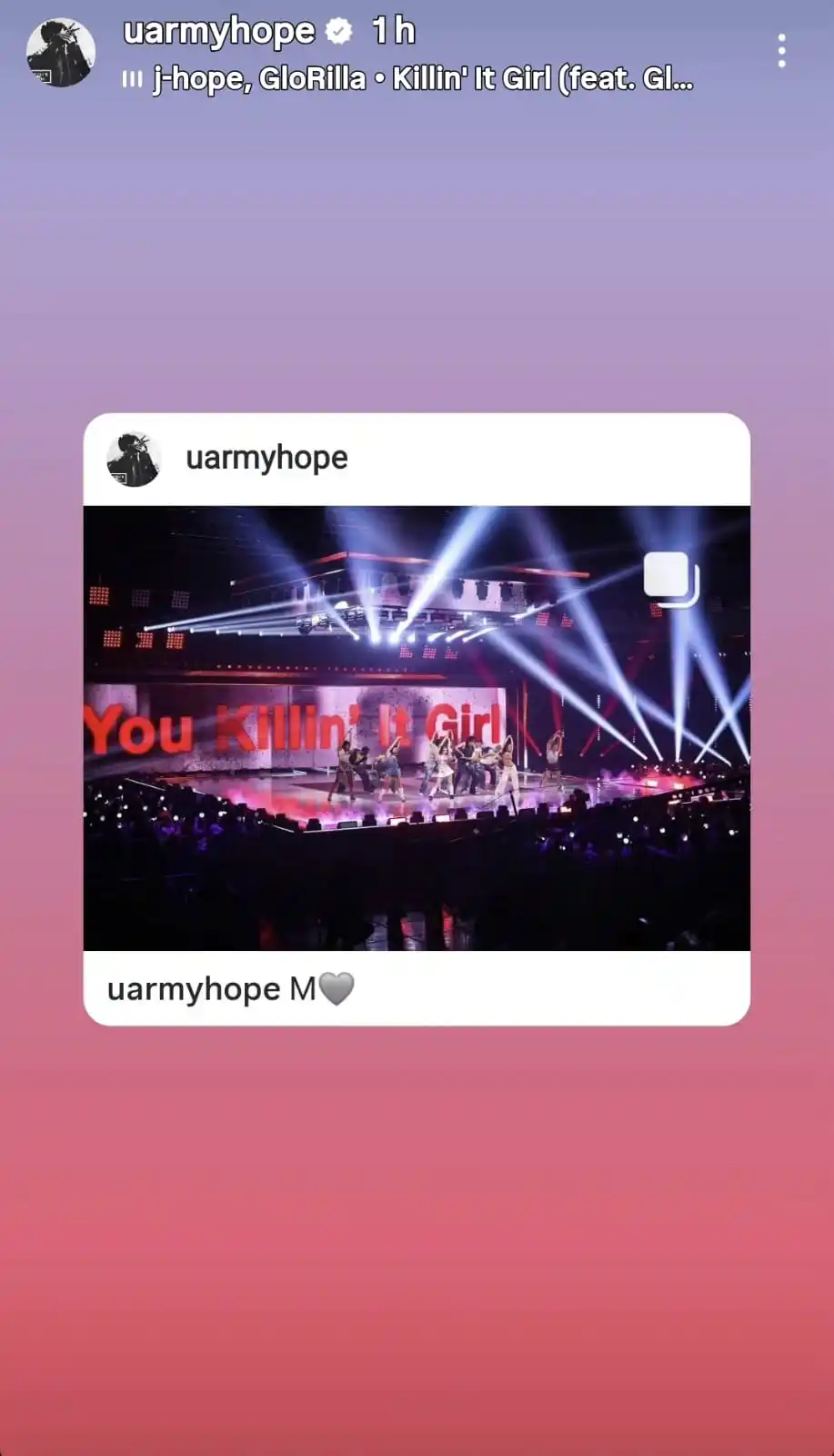 Image from Army For Youth⁷: 🌈| Atualização de Hoseok em seu story do Instagram! ✨ *Repostou seu ...