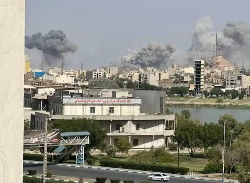 Image from Quds News Network: BREAKING: Israeli fighter jets bombard the city of Ahvas in western Ir...