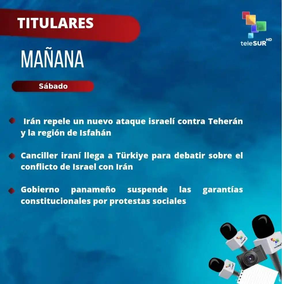 Image from teleSUR: Buenos días 🌞   Compartimos los titulares a esta hora   ➡️ Irán repel...