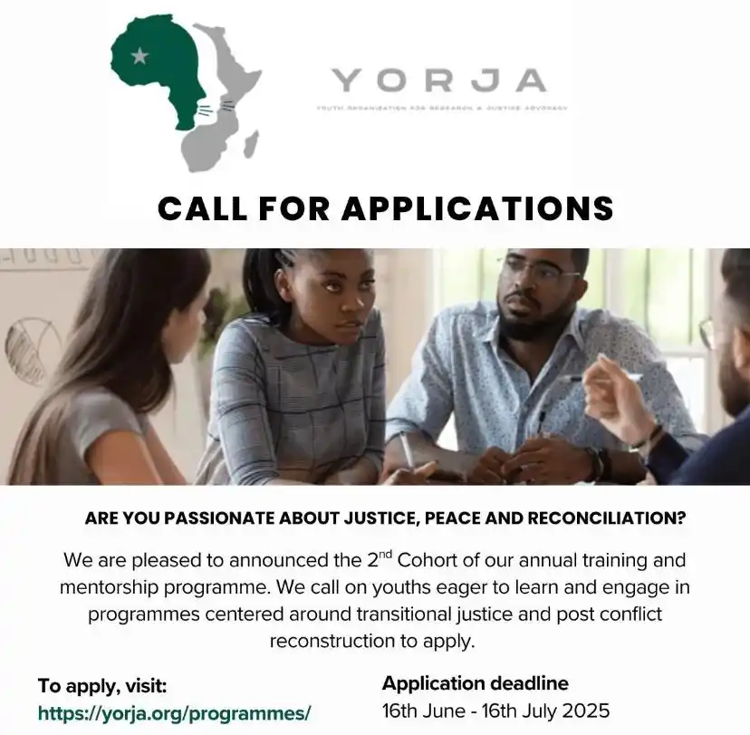 Image from Africa Jobs Gate: 📢 *CALL FOR APPLICATIONS* YORJA is now accepting applications for th...