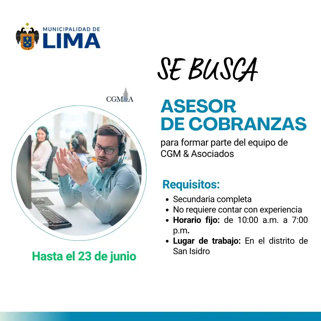 Image from Lima Emplea 💼💼: 🚨 *¡CHAMBA A LA VISTA!* 📞 *20 PUESTOS DISPONIBLES para ASESORES DE C...