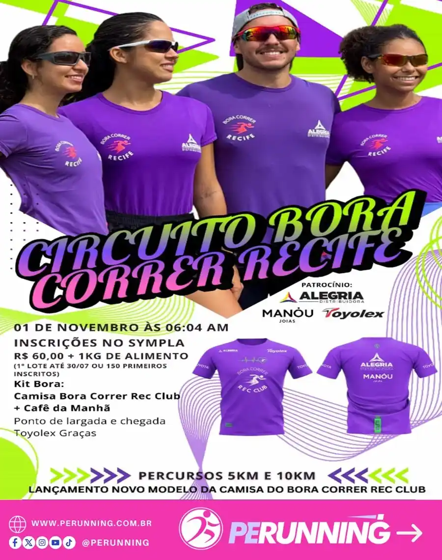 Image from PE RUNNING | Corrida e Caminhada: *CIRCUITO BORA CORRER RECIFE* 📆 01/11/2025 ⏰6h04 📍 Recife, Toyolex ...