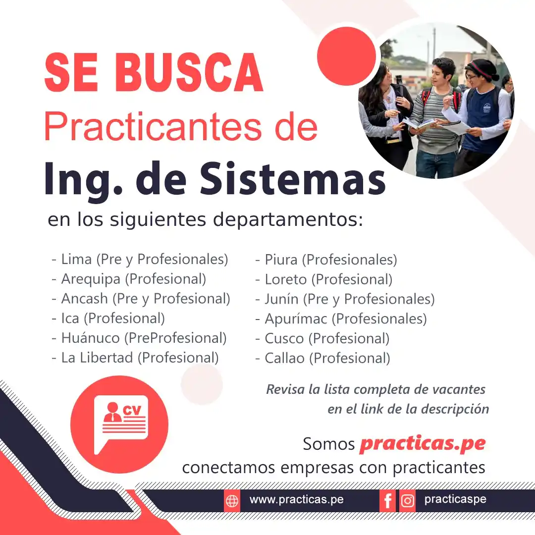 Image from Convocatorias Ing. De Sistemas: Empleos - Prácticas - Capacitaciones: 🎯 Convocatorias para realizar prácticas para la carrera de Ingeniería...