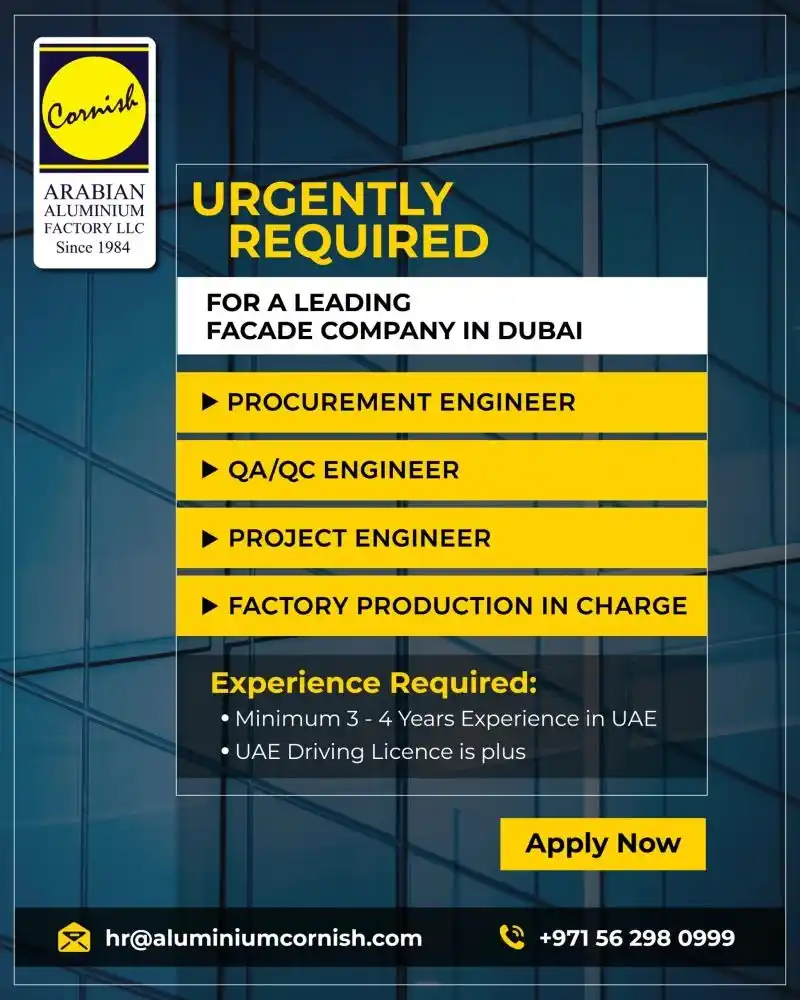 Image from UAE Jobs - Updates: *Cornish Arabian Aluminum Factory Careers* 1) Procurement Engineer 2)...