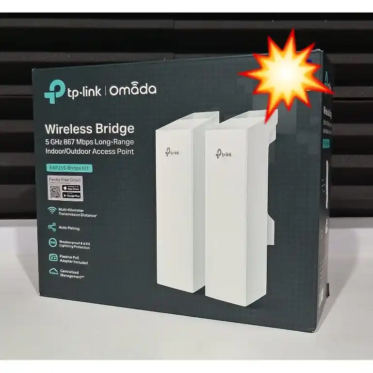 Image from VILLAGE TECH: **EAP 215-Bridget kit*   nterface: 3 x Gigabit Ethernet Ports  Button:...